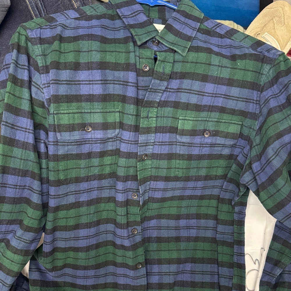 Taylor Stitch Green and Blue Checkered Men's Shirt